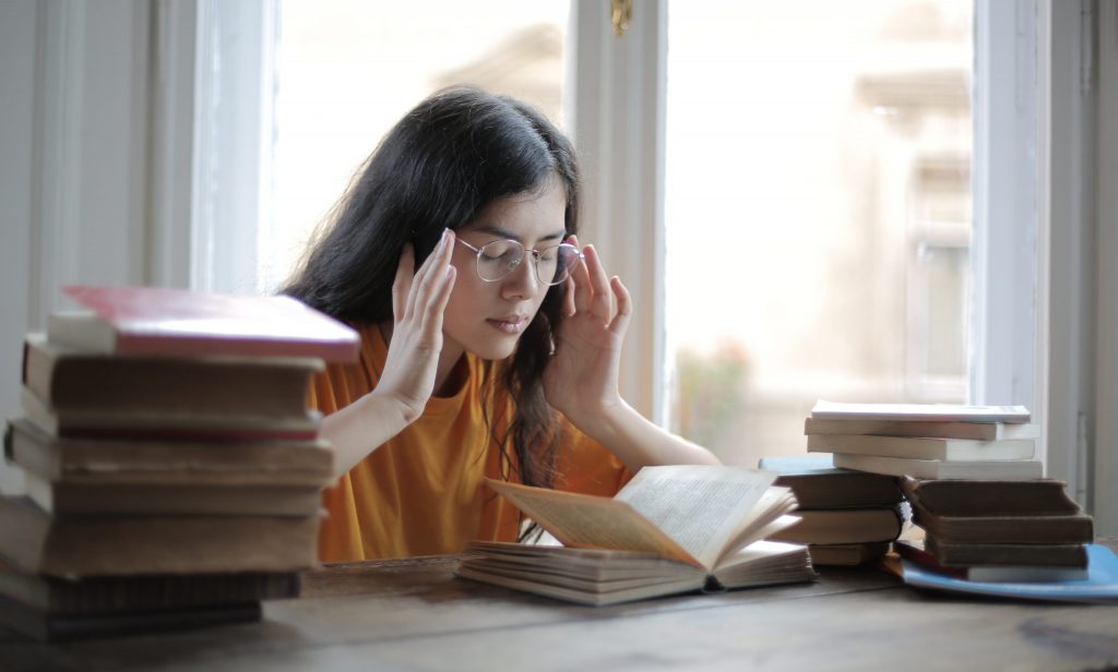 A woman reading a book