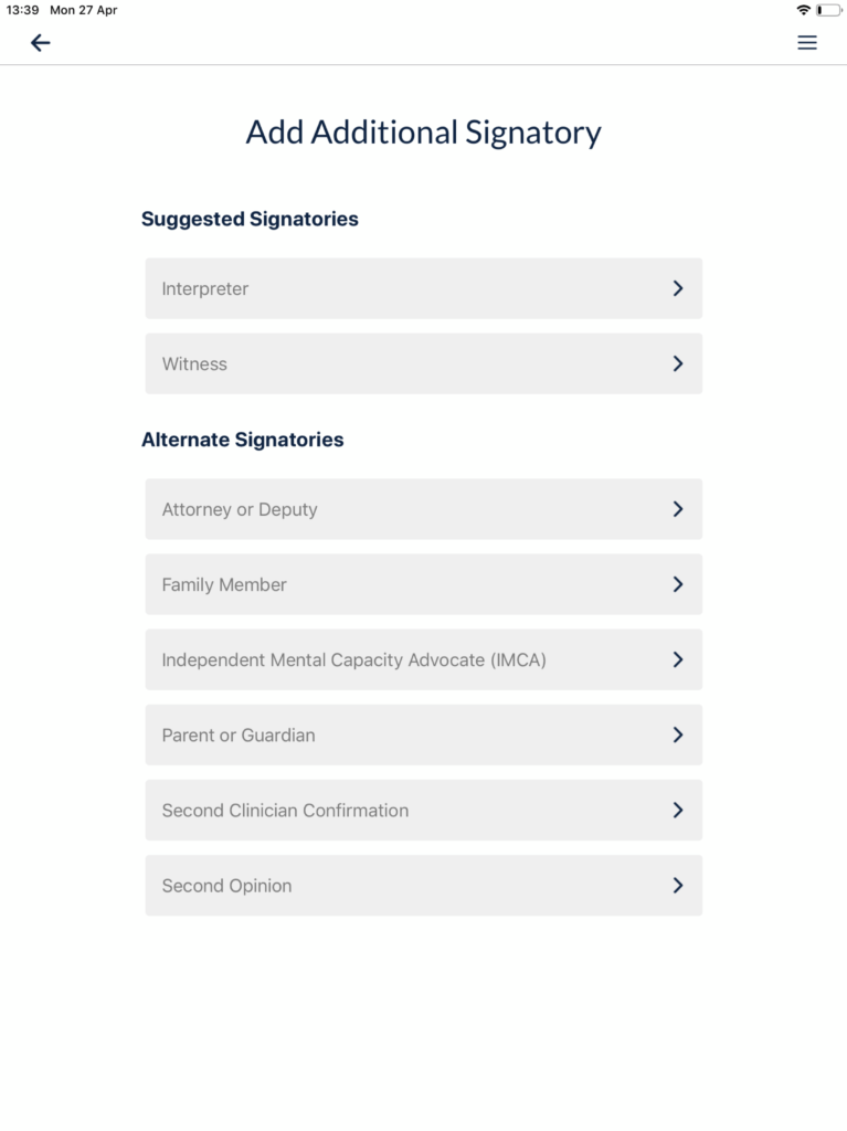 Additional Signatories