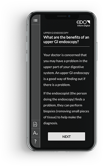 Mobile phone displaying a medical document